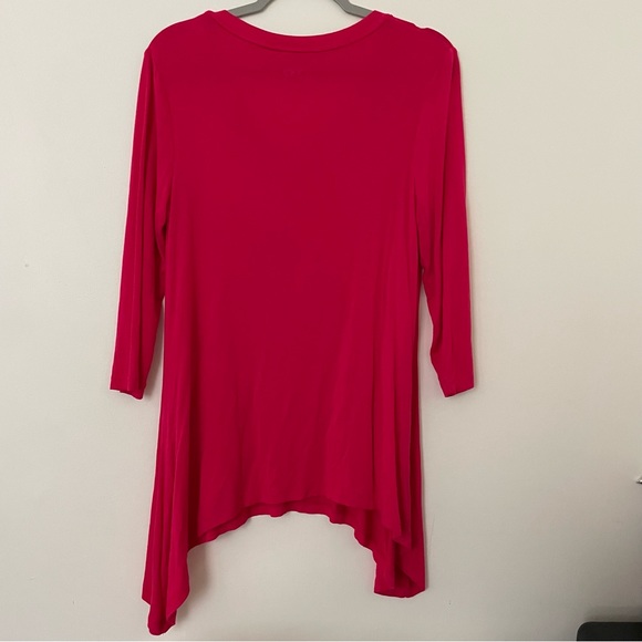 LOGO Lori Goldstein V-neck Tee 3/4 Sleeves Pockets Pink SZ Small - Picture 5 of 8